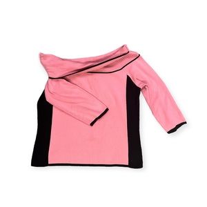 Fitted ribbed black & pink top